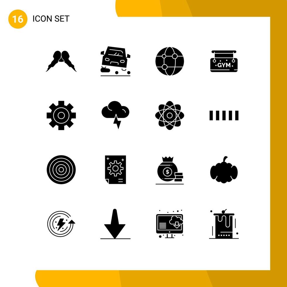 conjunto de 16 iconos de interfaz de usuario modernos signos de símbolos para elementos de diseño de vector editables de tecnología de placa de atasco de medios