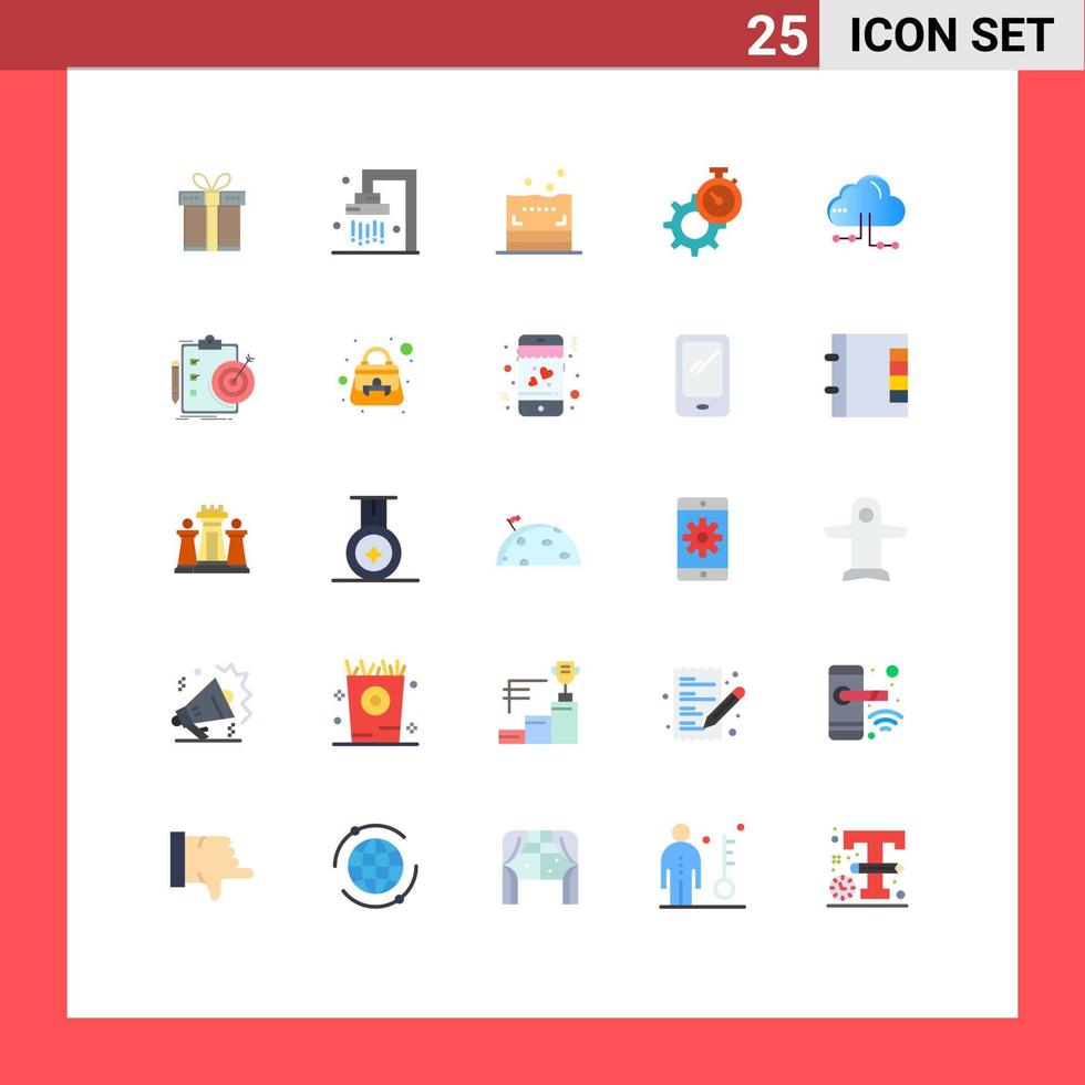 Pictogram Set of 25 Simple Flat Colors of share watch sponge setting time Editable Vector Design Elements