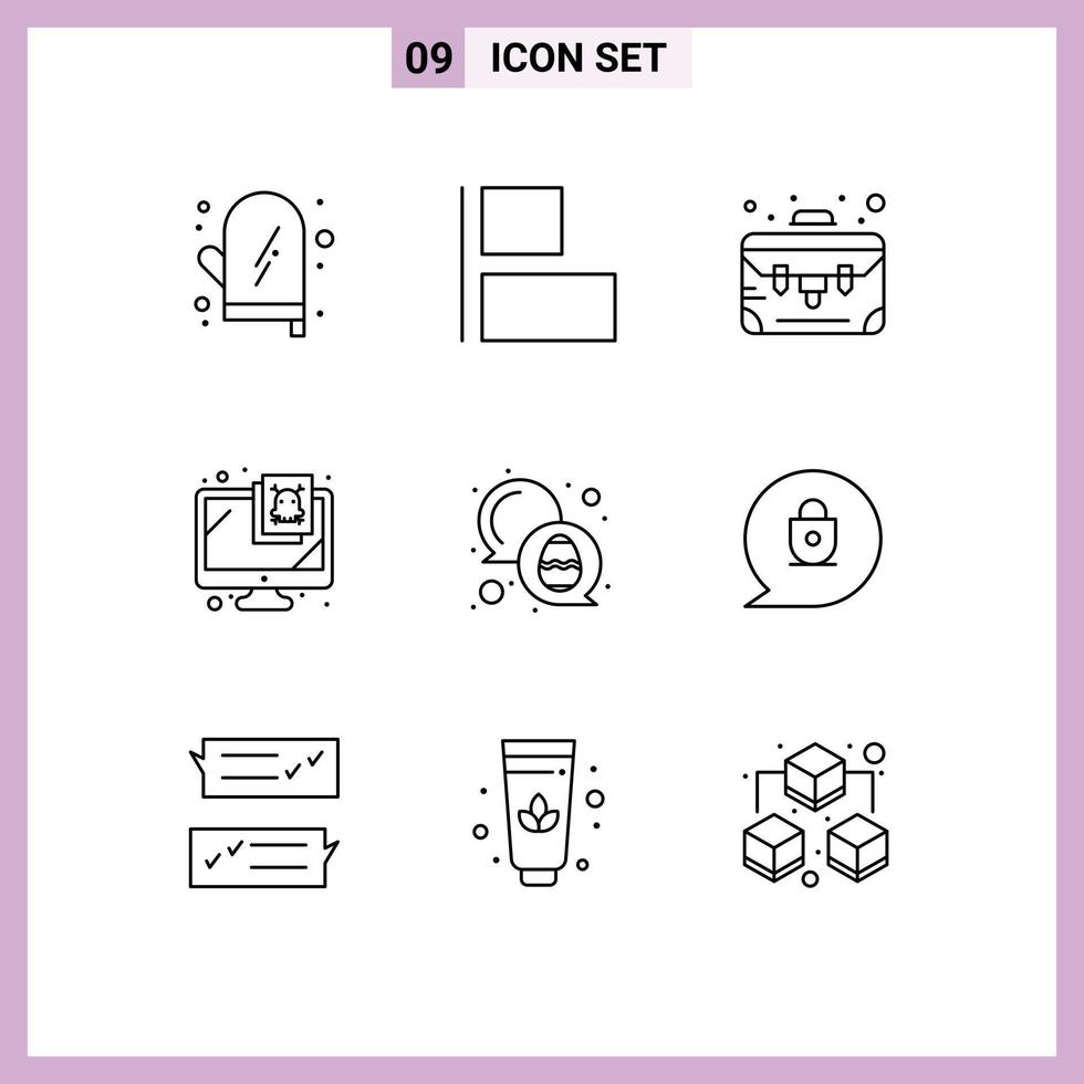 Set of 9 Modern UI Icons Symbols Signs for egg color case chat security Editable Vector Design Elements