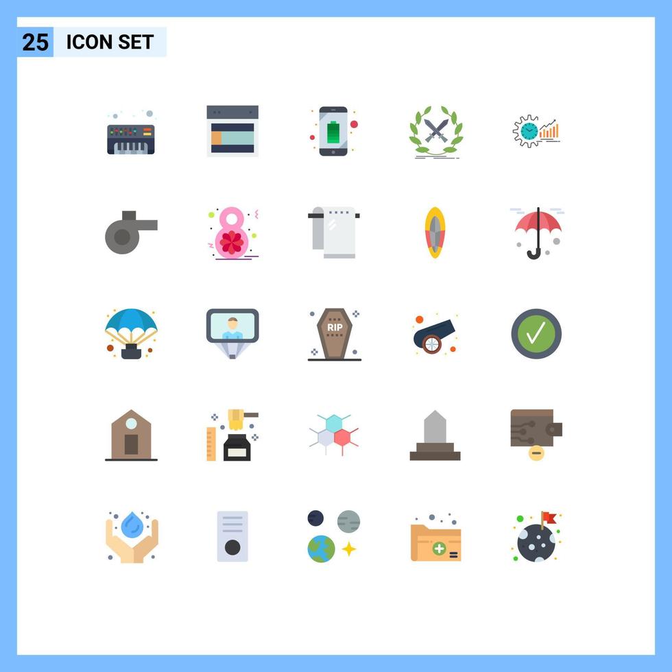 Pack of 25 Modern Flat Colors Signs and Symbols for Web Print Media such as chart label battery game battle Editable Vector Design Elements