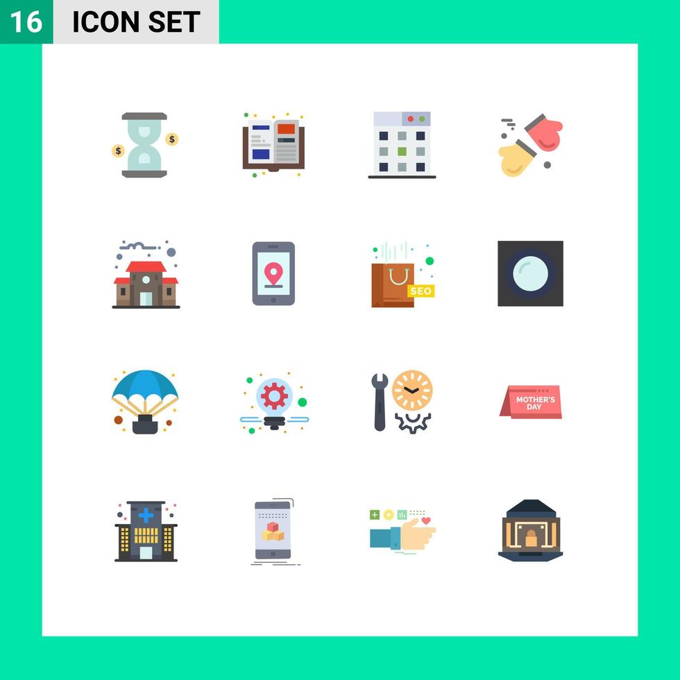 Flat Color Pack of 16 Universal Symbols of school building gallery scandinavia canada Editable Pack of Creative Vector Design Elements