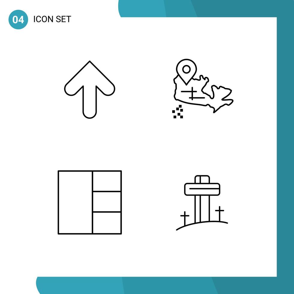 User Interface Pack of 4 Basic Filledline Flat Colors of arrow celebration upload location cross Editable Vector Design Elements