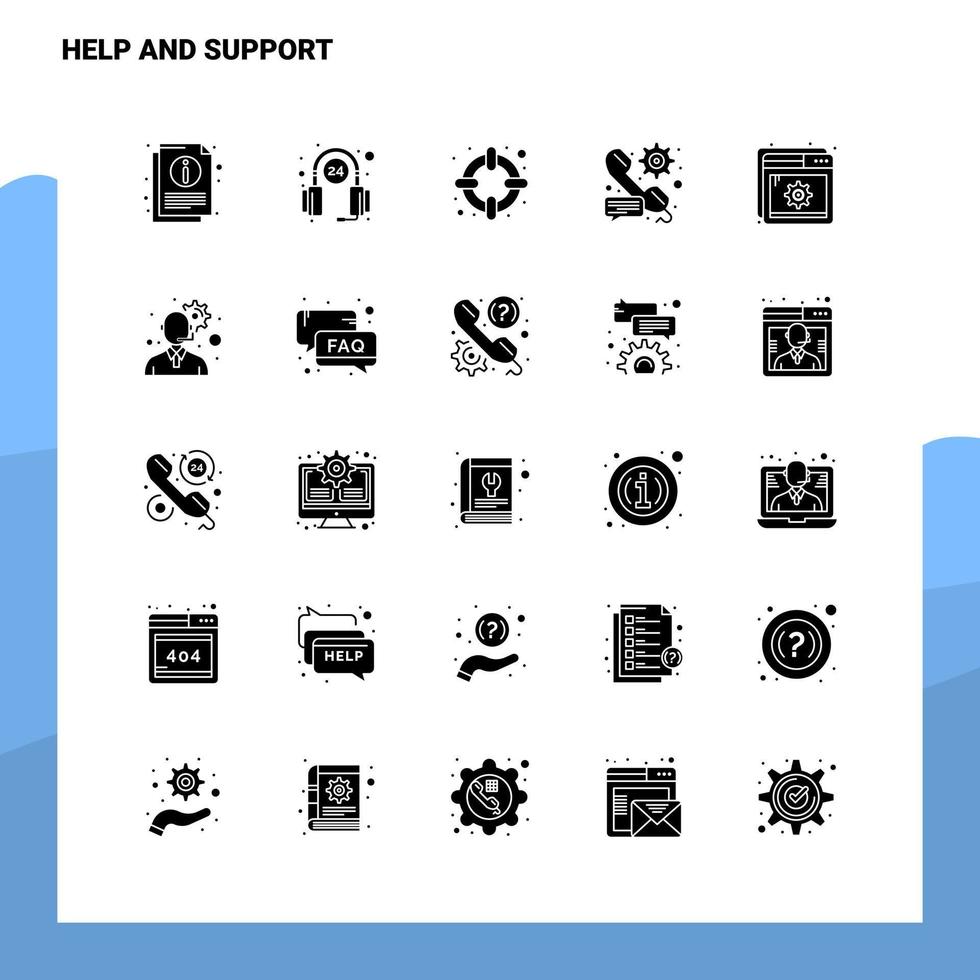 25 Help And Support Icon set Solid Glyph Icon Vector Illustration Template For Web and Mobile Ideas for business company