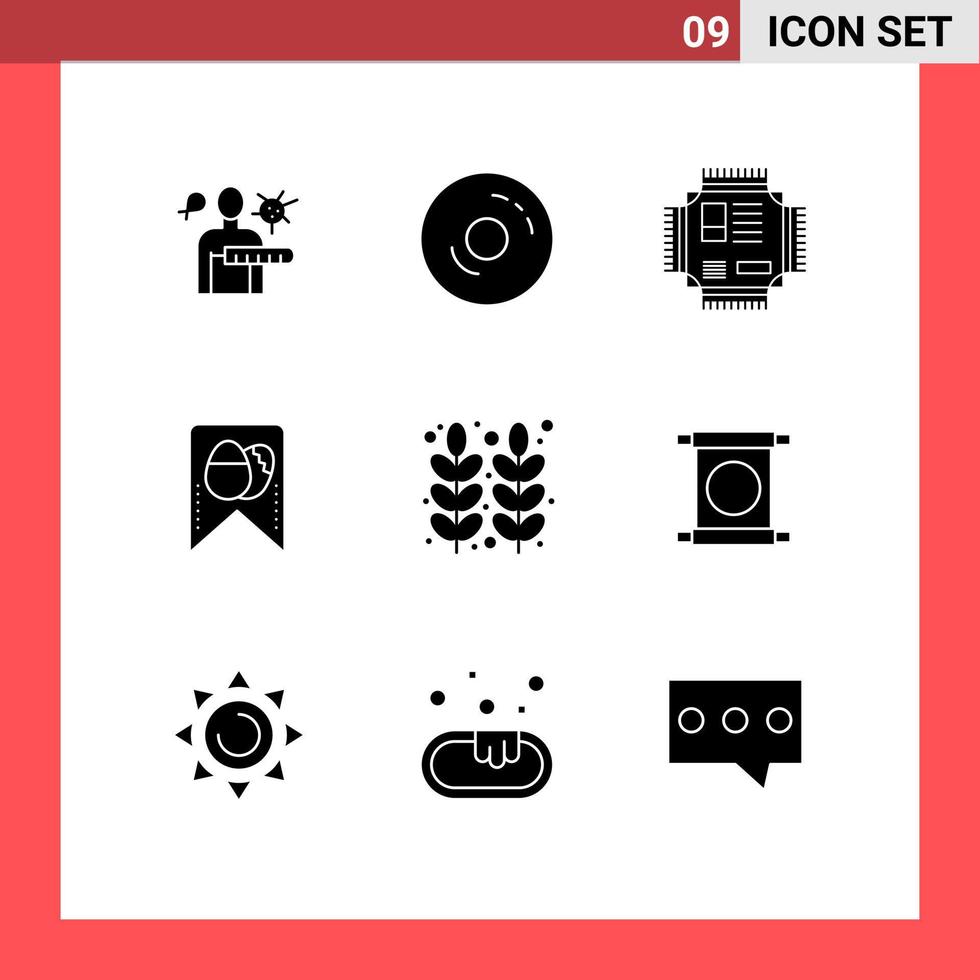 Stock Vector Icon Pack of 9 Line Signs and Symbols for autumn easter sweet tag processor Editable Vector Design Elements