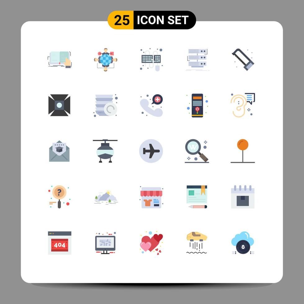 Set of 25 Modern UI Icons Symbols Signs for database storage operation server keyboard Editable Vector Design Elements