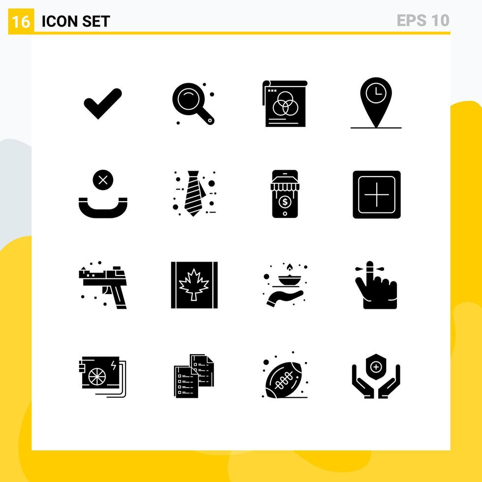 Universal Icon Symbols Group of 16 Modern Solid Glyphs of hang up call brusher time geo Editable Vector Design Elements
