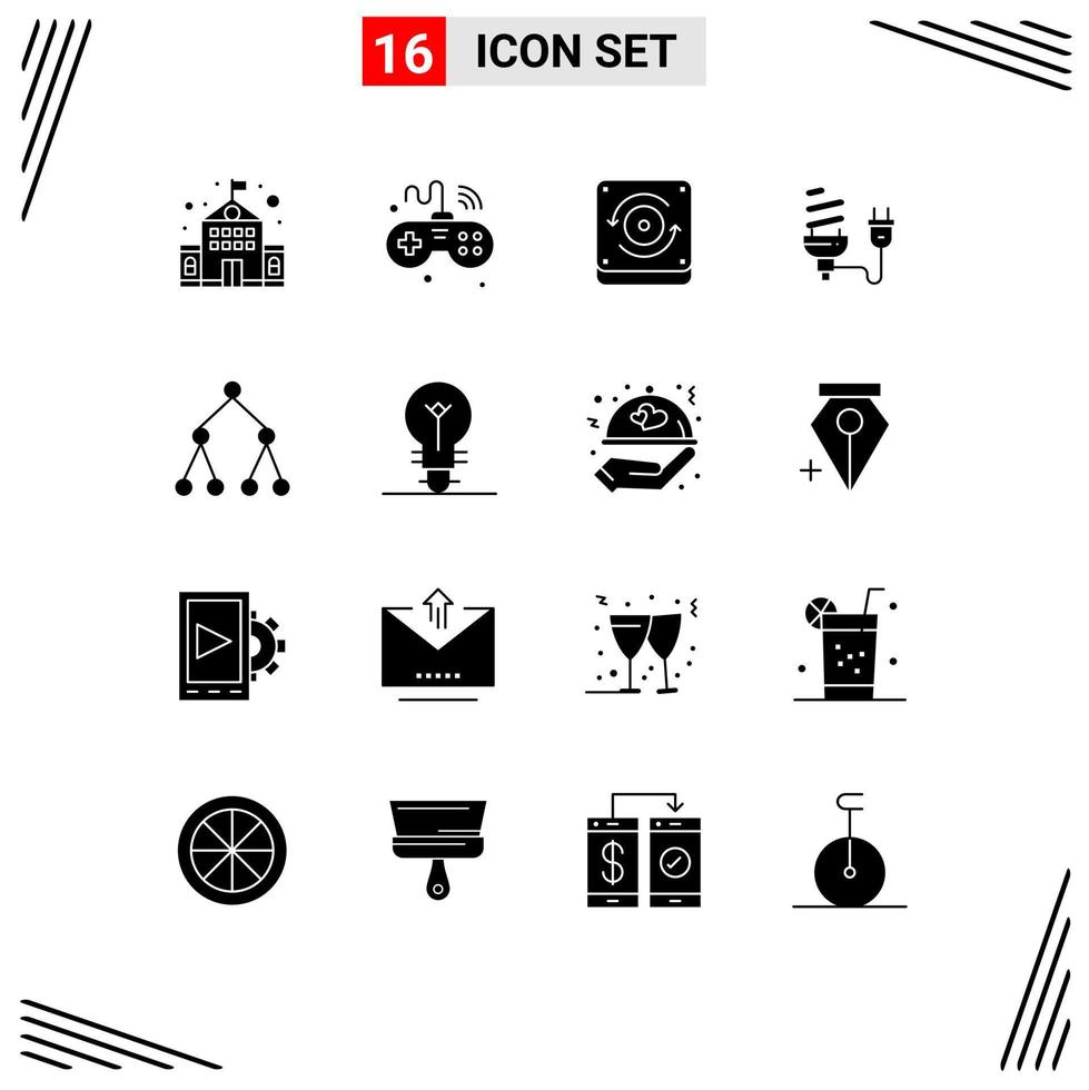 16 Creative Icons Modern Signs and Symbols of link light bulb computing energy economic Editable Vector Design Elements