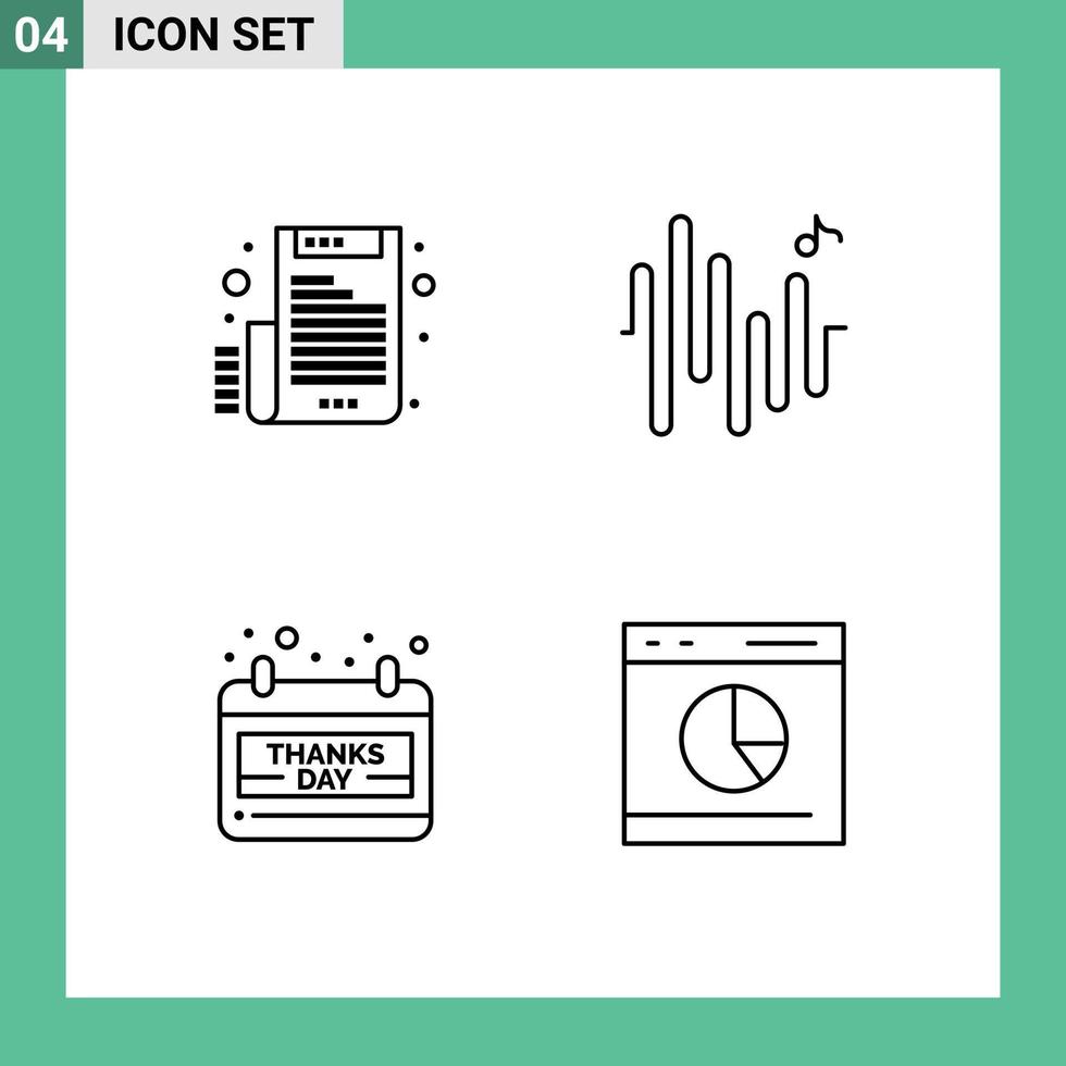 Universal Icon Symbols Group of 4 Modern Filledline Flat Colors of electronic day letter wave commerce Editable Vector Design Elements