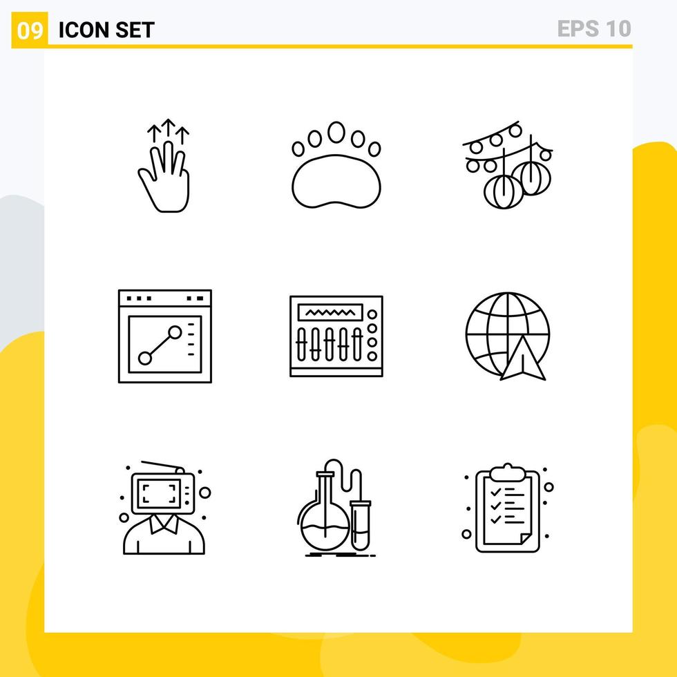 9 Creative Icons Modern Signs and Symbols of mixer draw science browser hanging Editable Vector Design Elements