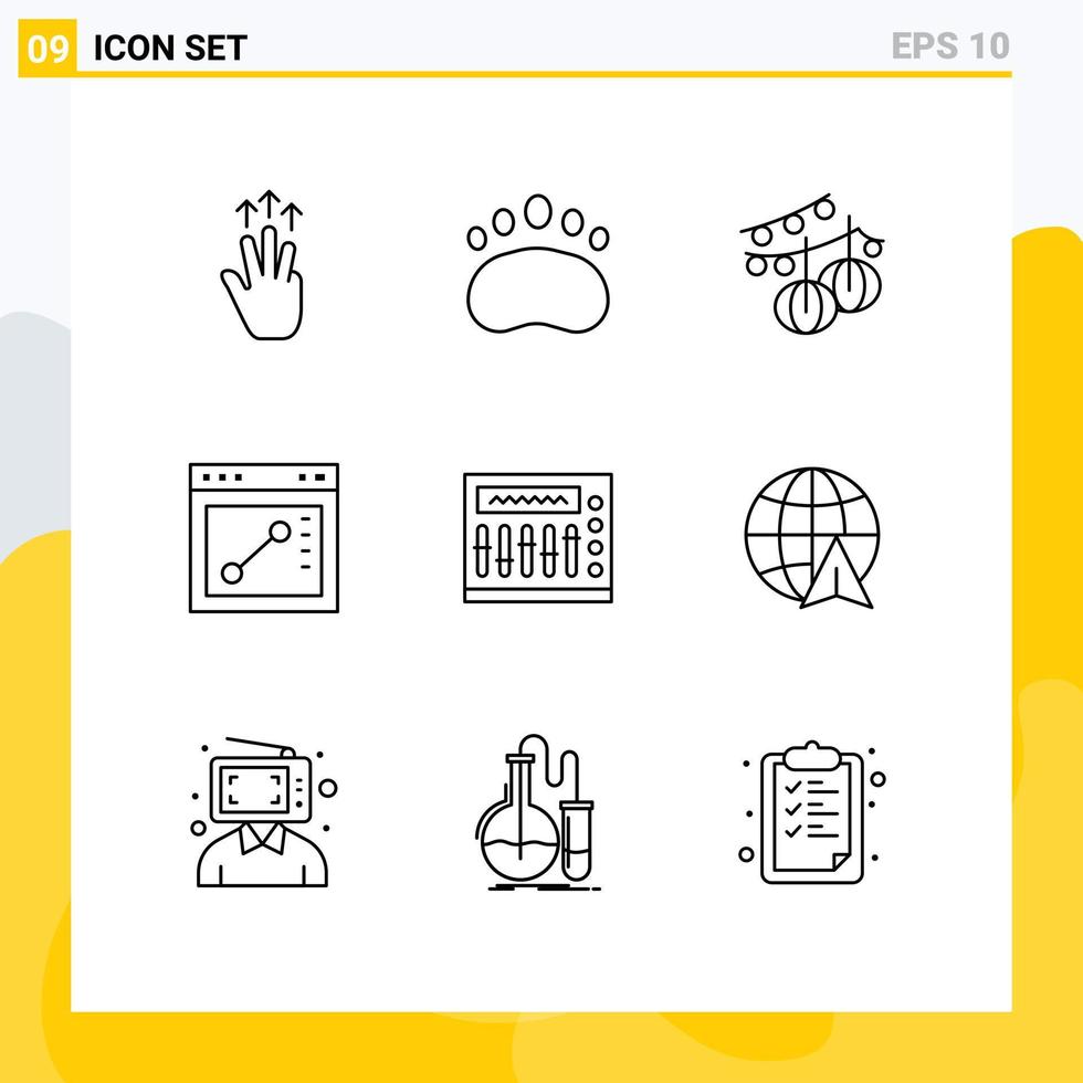 9 iconos creativos signos y símbolos modernos del mezclador dibujan ciencia navegador colgando elementos de diseño vectorial editables vector