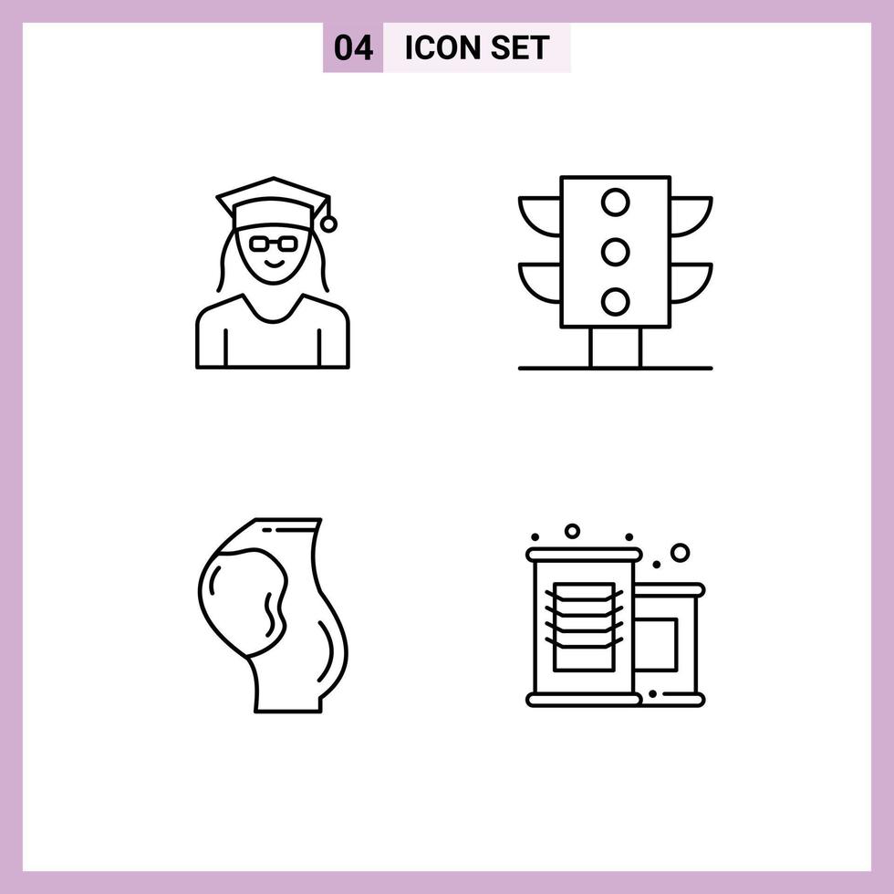 paquete de iconos de vector de stock de 4 signos y símbolos de línea para elementos de diseño de vector editables de feto de tráfico de bebé de gorra