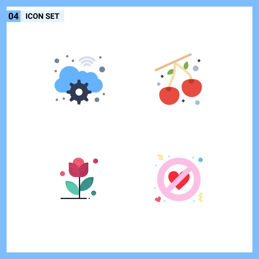 Universal Icon Symbols Group of 4 Modern Flat Icons of cloud love digital food no love Editable Vector Design Elements