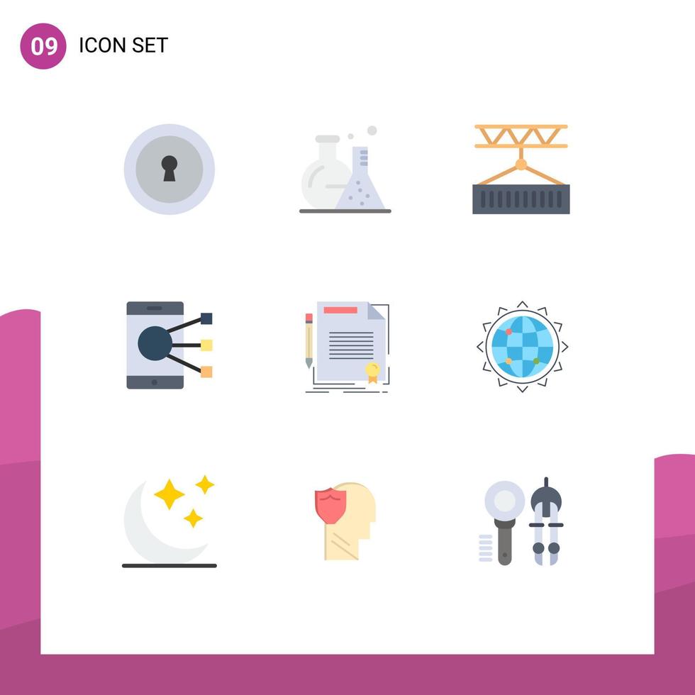 9 Universal Flat Colors Set for Web and Mobile Applications agreement phone delivery mobile connect Editable Vector Design Elements