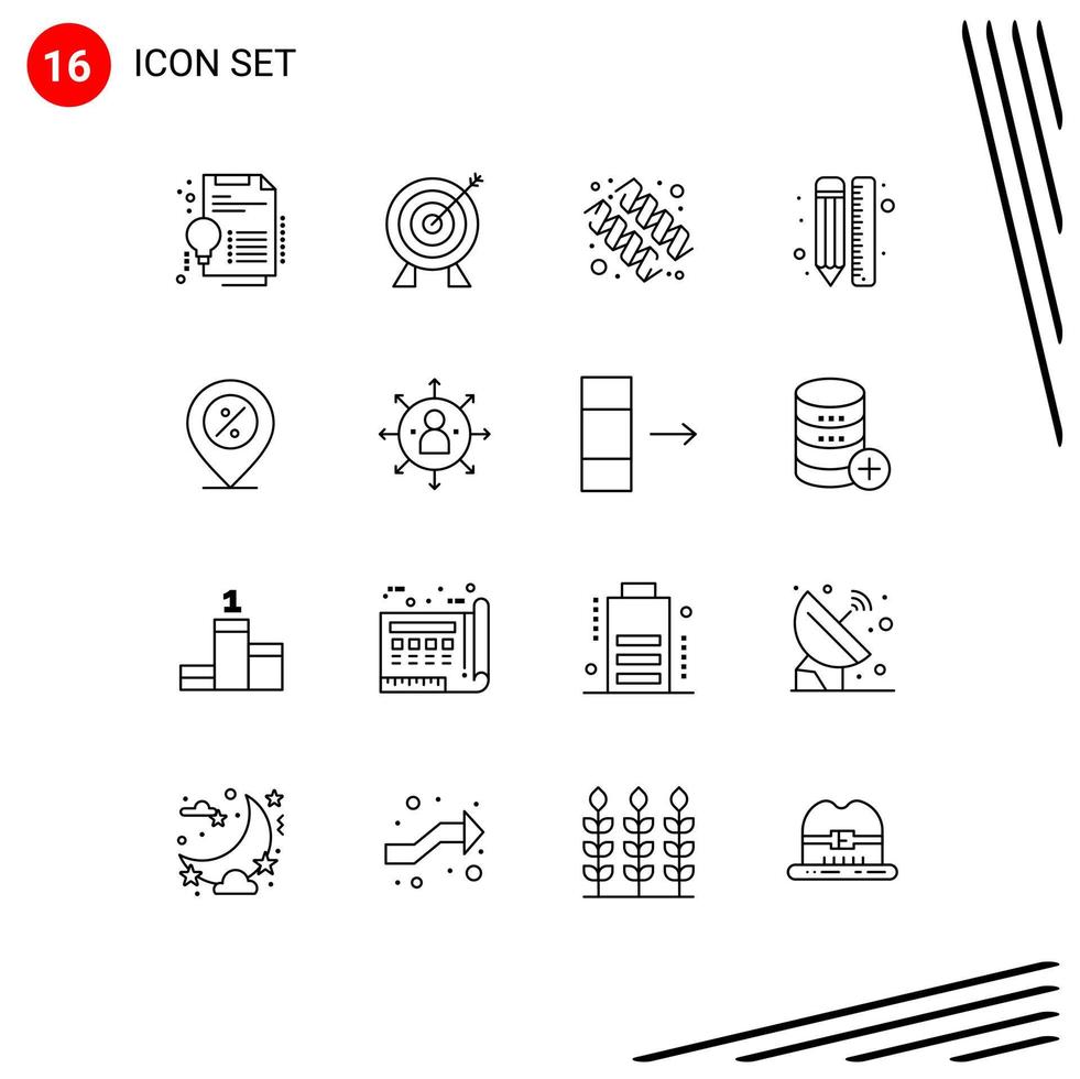 16 Outline concept for Websites Mobile and Apps ecommerce pencil diet line creative Editable Vector Design Elements