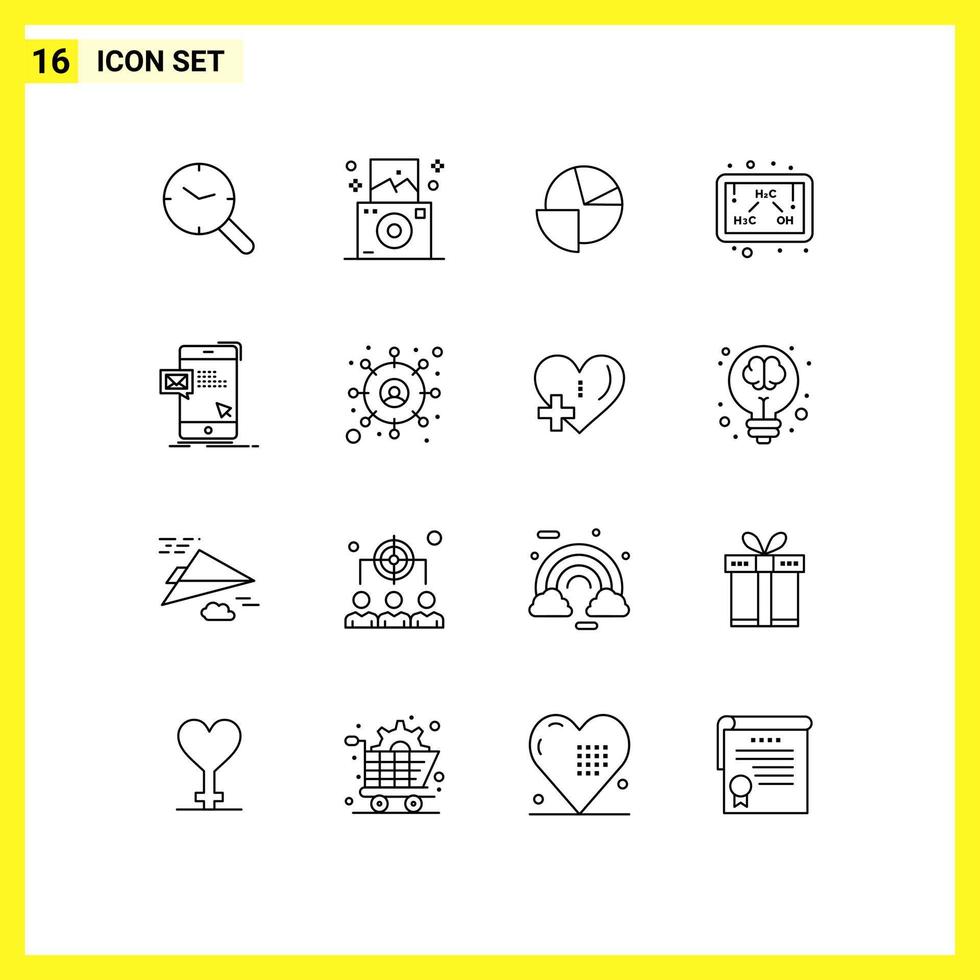 16 Universal Outline Signs Symbols of instant bulk chart study ethanol Editable Vector Design Elements