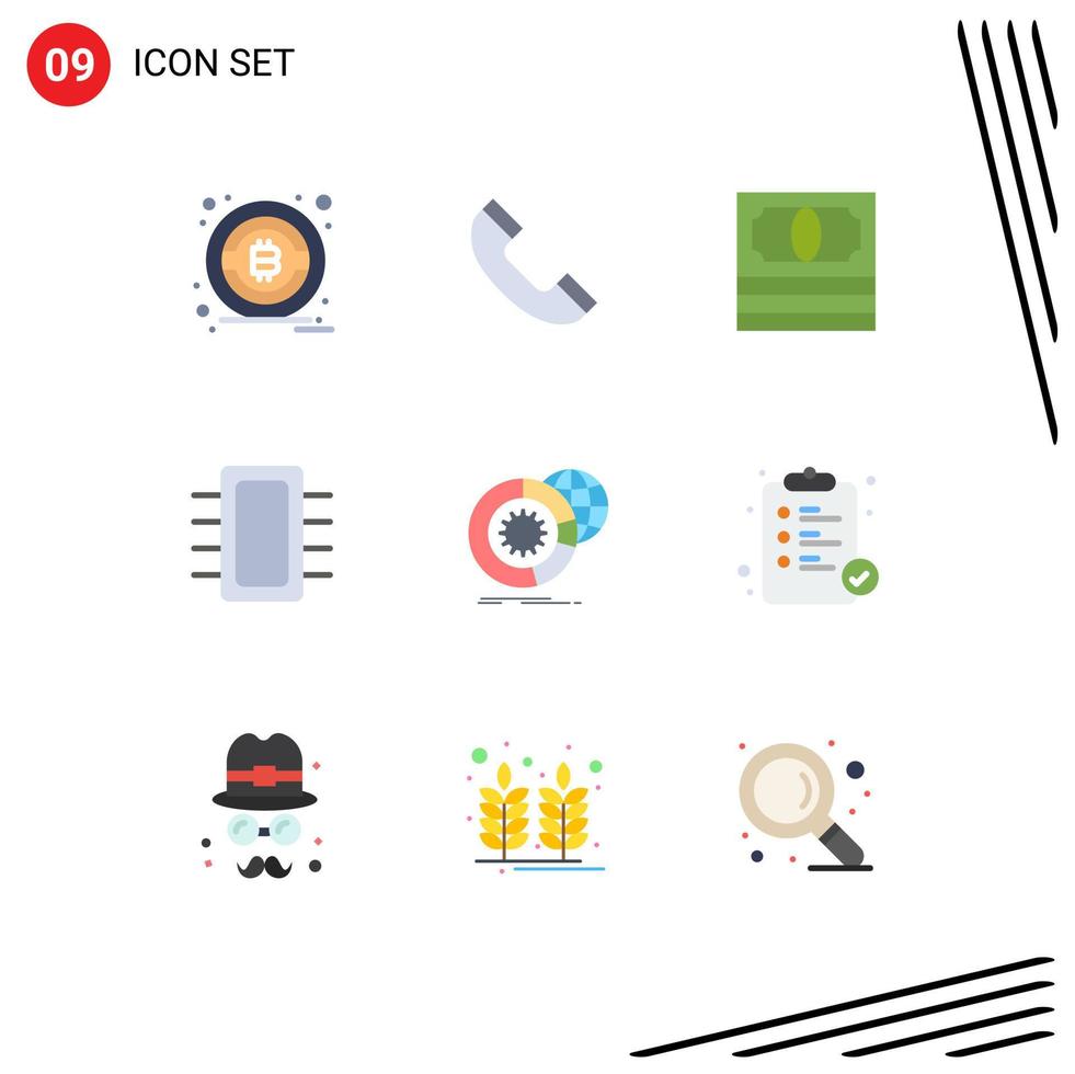9 Universal Flat Color Signs Symbols of services analysis board big data hardware Editable Vector Design Elements
