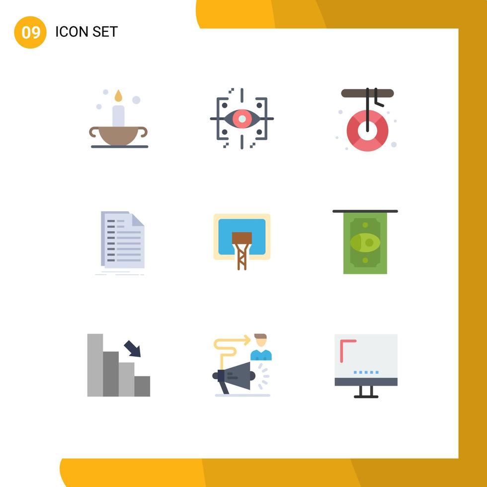 Modern Set of 9 Flat Colors Pictograph of statement file boat excel rescue Editable Vector Design Elements