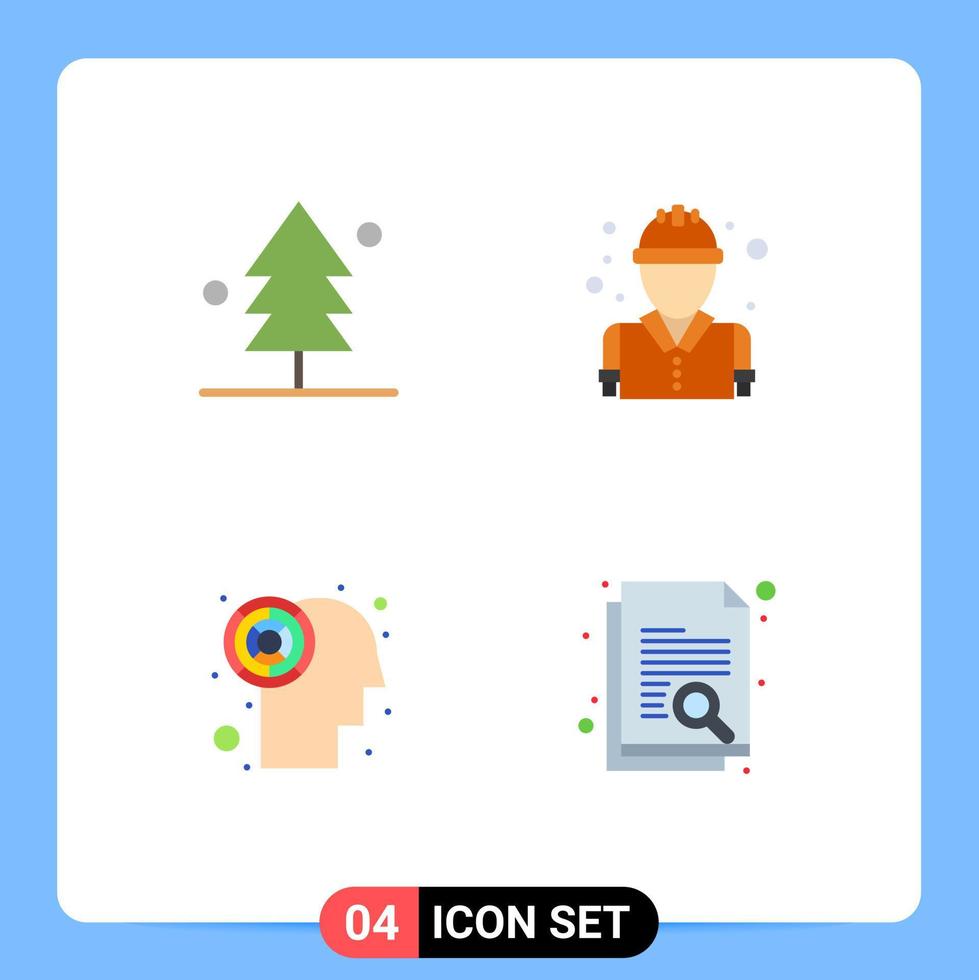 Mobile Interface Flat Icon Set of 4 Pictograms of forest maze tree firefighter document Editable Vector Design Elements