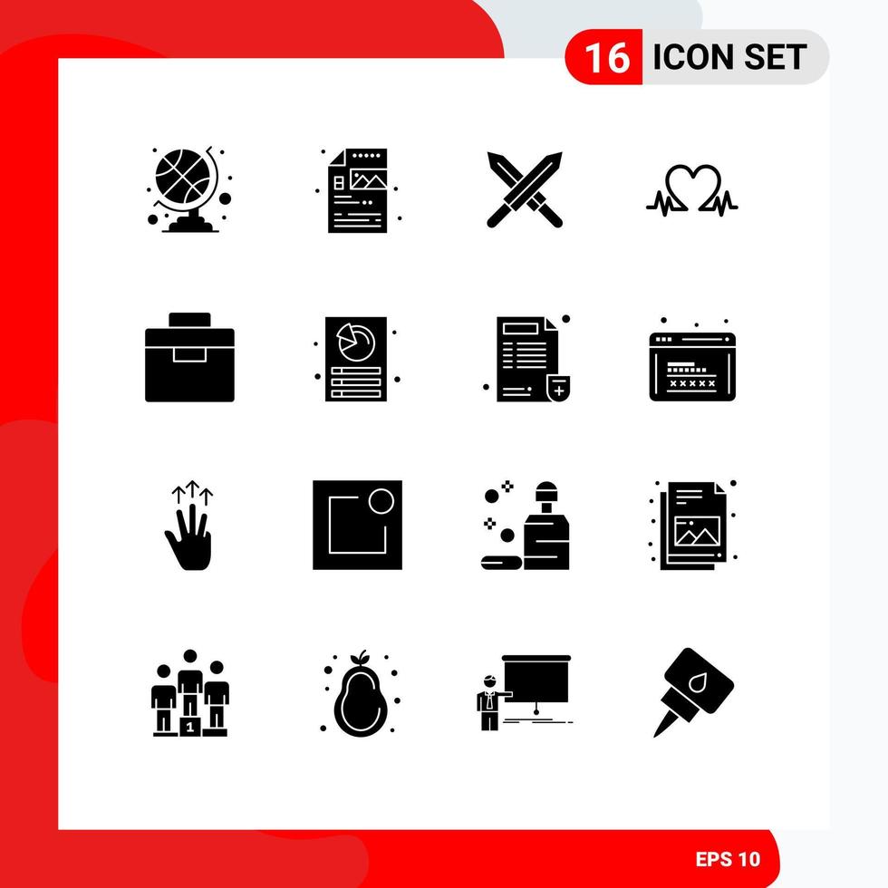 Pack of 16 creative Solid Glyphs of toolbox equipment ireland box heart Editable Vector Design Elements