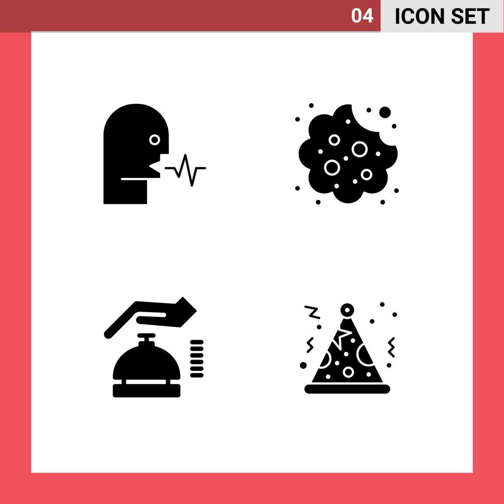 4 Creative Icons Modern Signs and Symbols of audio gdpr speech cookie cyber Editable Vector Design Elements