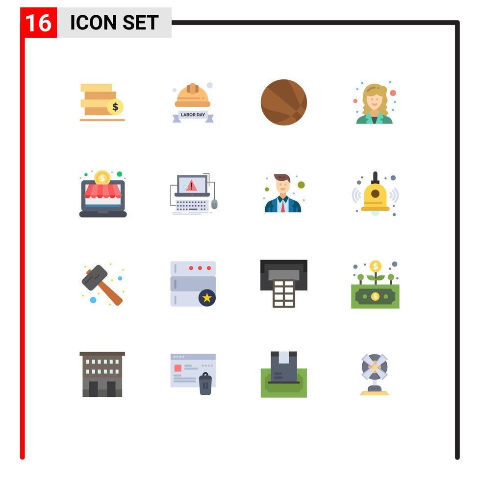 Pack of 16 Modern Flat Colors Signs and Symbols for Web Print Media such as investment scientist industrial helmet researcher academic Editable Pack of Creative Vector Design Elements