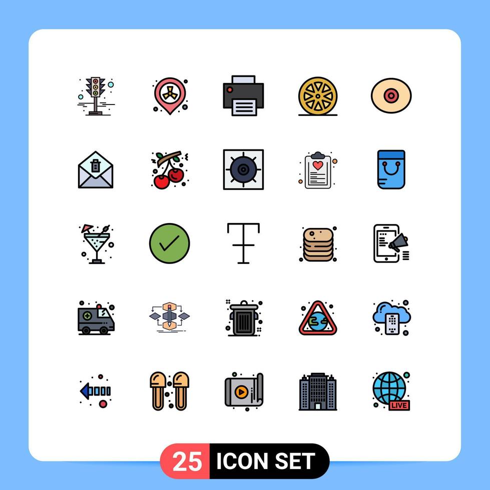 25 Filled line Flat Color concept for Websites Mobile and Apps anatomy healthy computers fruit printer Editable Vector Design Elements