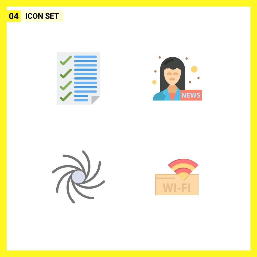 Editable Vector Line Pack of 4 Simple Flat Icons of check milky way page journalist hotel Editable Vector Design Elements