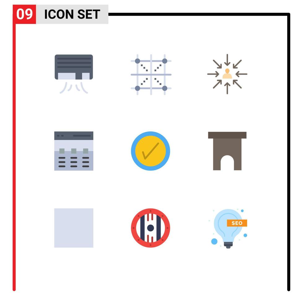 conjunto moderno de 9 colores planos y símbolos como elementos de diseño de vector editables de selección de encabezado de candidato de héroe de interfaz