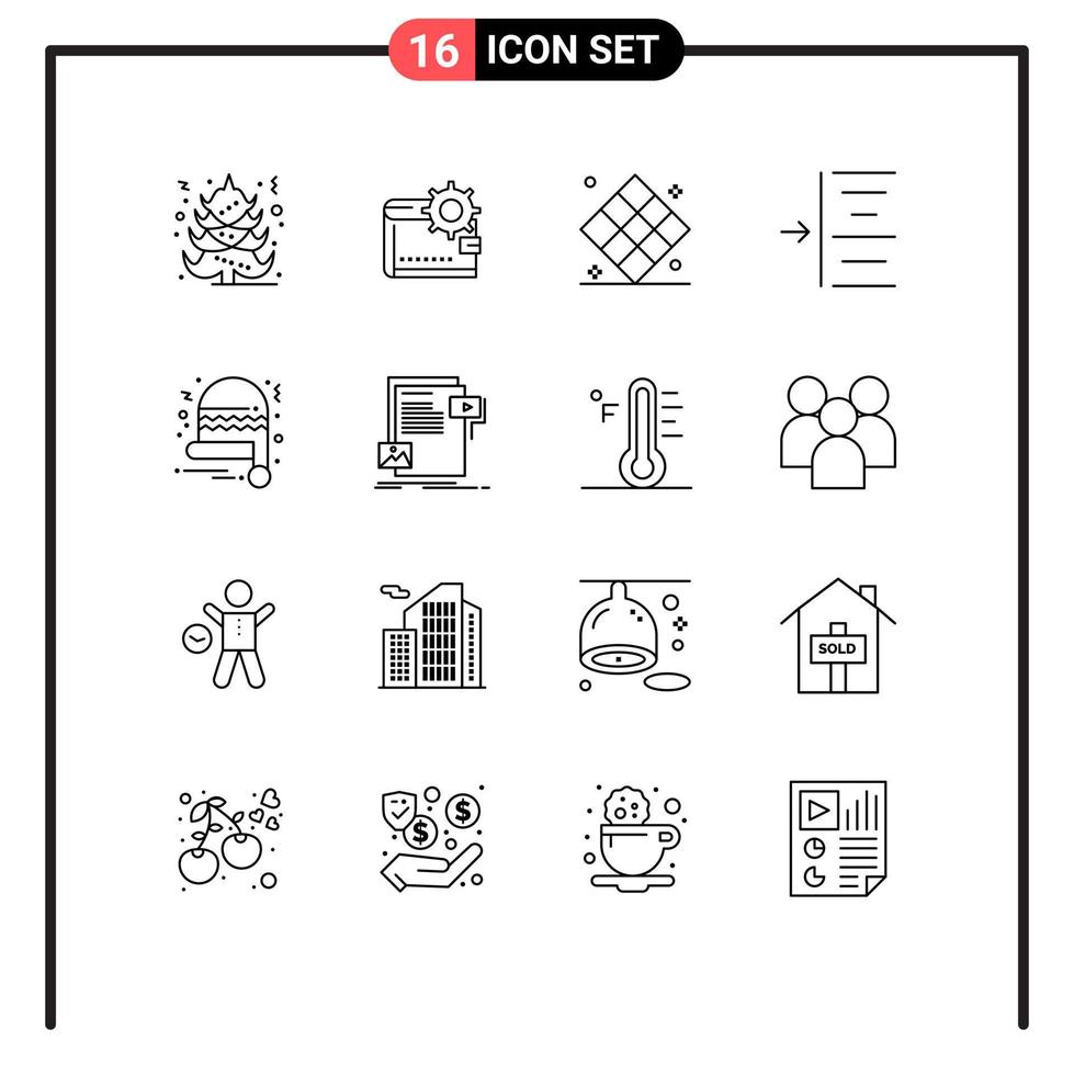 Outline Pack of 16 Universal Symbols of text indent purse recreation game Editable Vector Design Elements