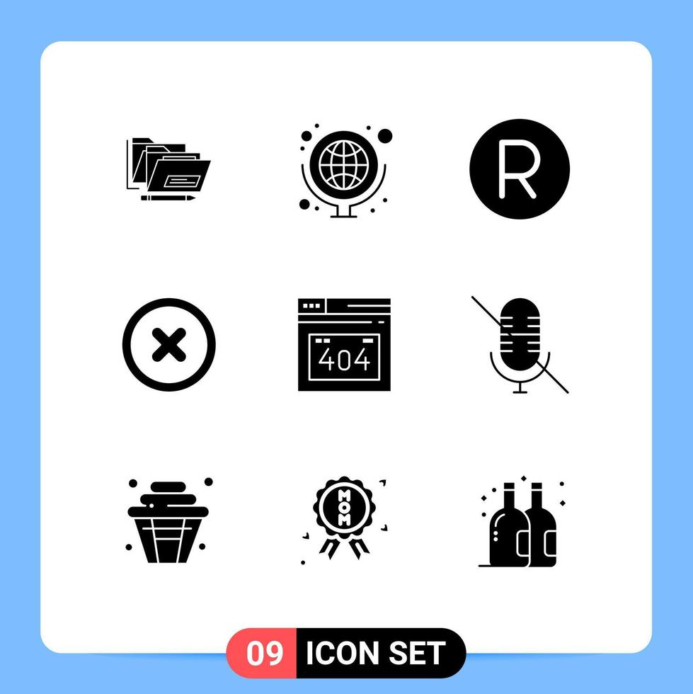 Modern Set of 9 Solid Glyphs and symbols such as http error error rand ui basic Editable Vector Design Elements