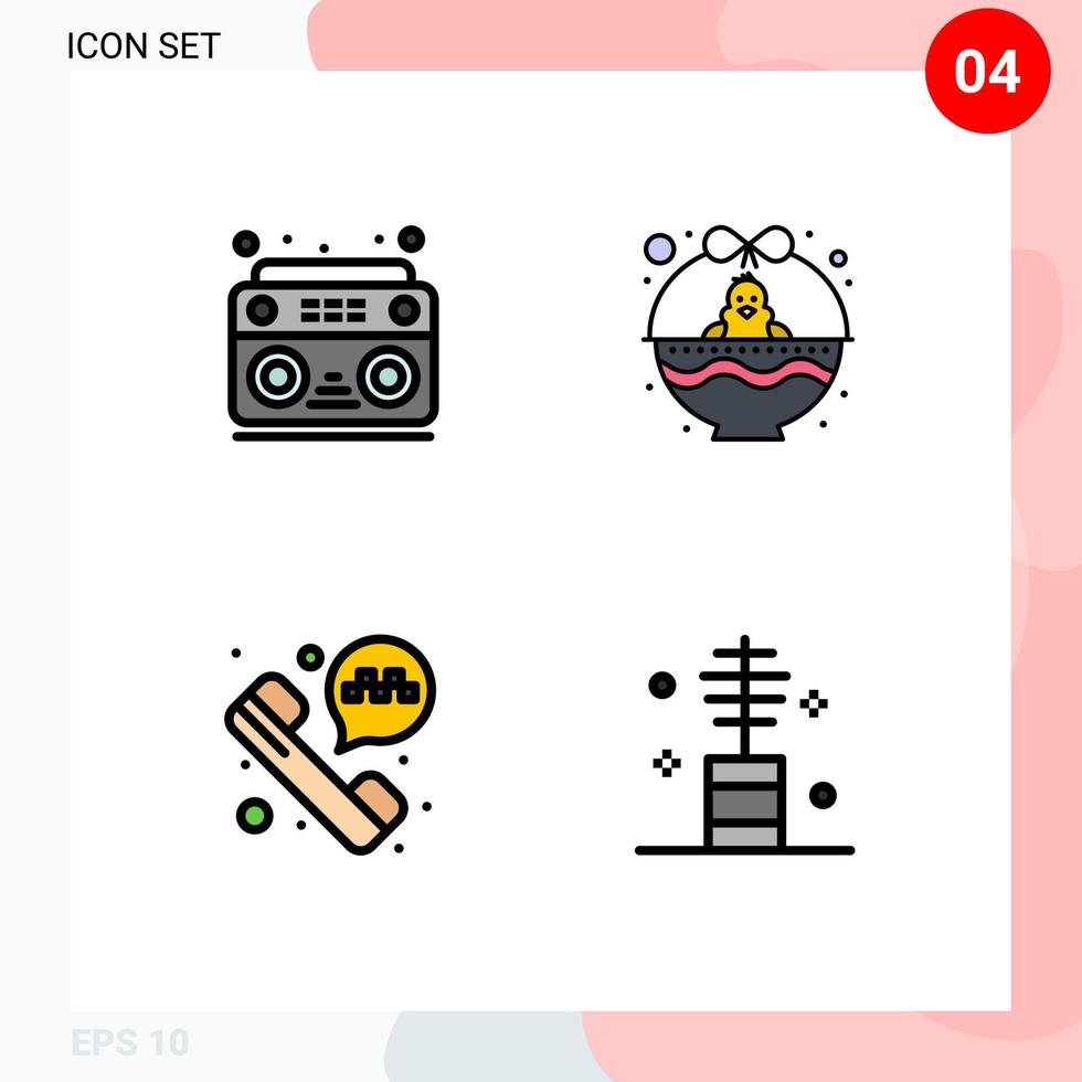 4 Creative Icons Modern Signs and Symbols of audio phone call radio easter taxi phone Editable Vector Design Elements