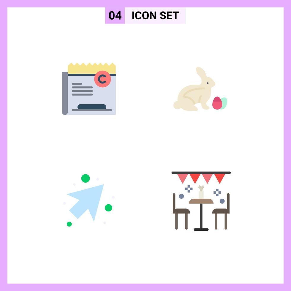 Group of 4 Flat Icons Signs and Symbols for copy arrow right easter right Editable Vector Design Elements