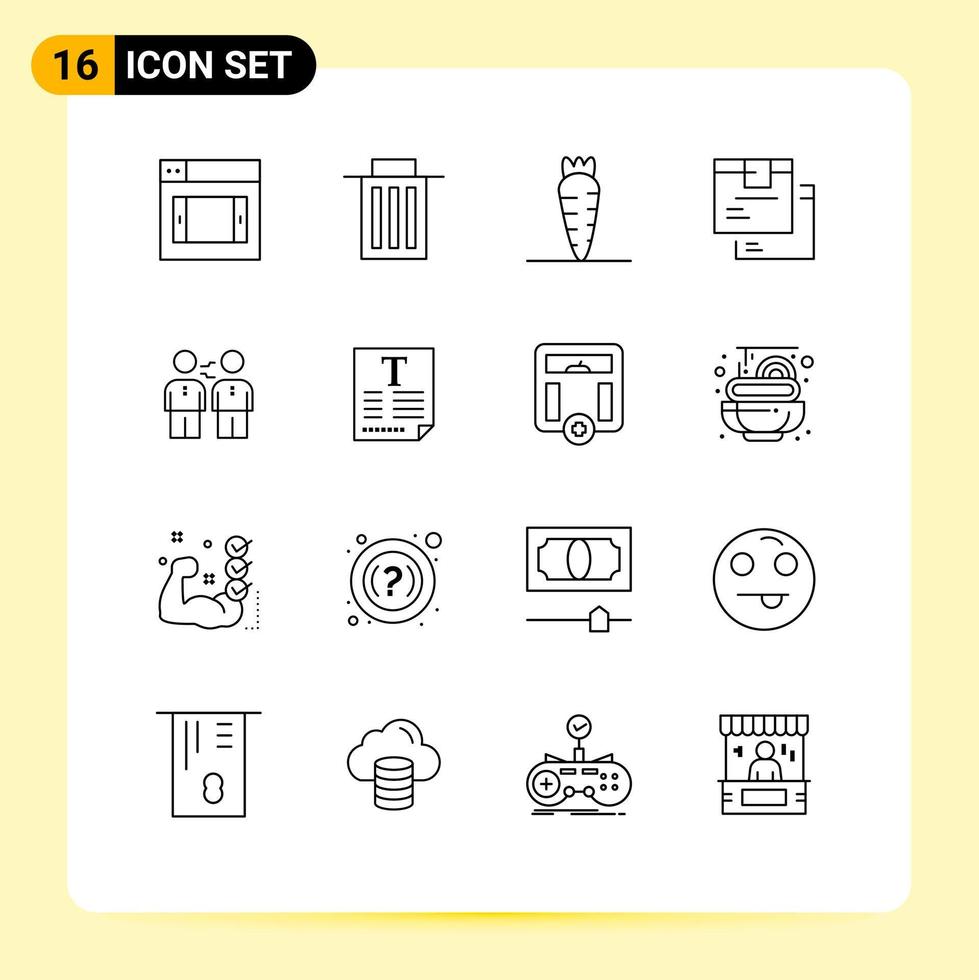 Stock Vector Icon Pack of 16 Line Signs and Symbols for business partnership food product goods Editable Vector Design Elements