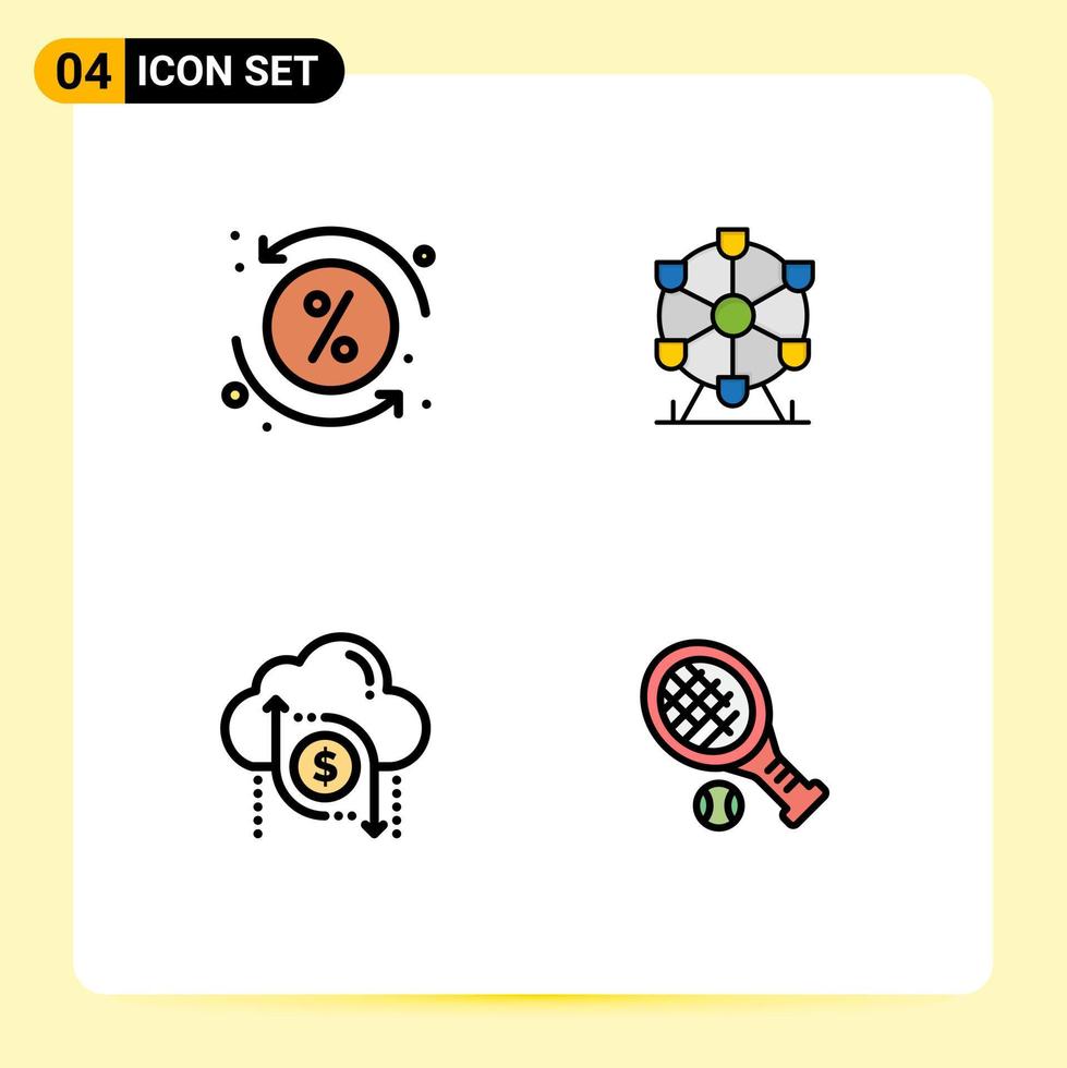 4 Creative Icons Modern Signs and Symbols of costs dollar transaction monument money Editable Vector Design Elements
