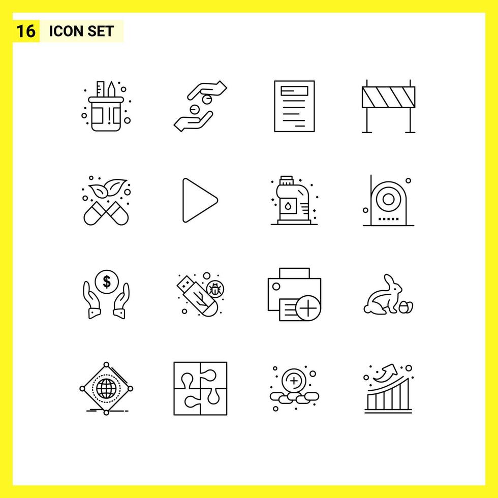 User Interface Pack of 16 Basic Outlines of road construction help buildings study Editable Vector Design Elements