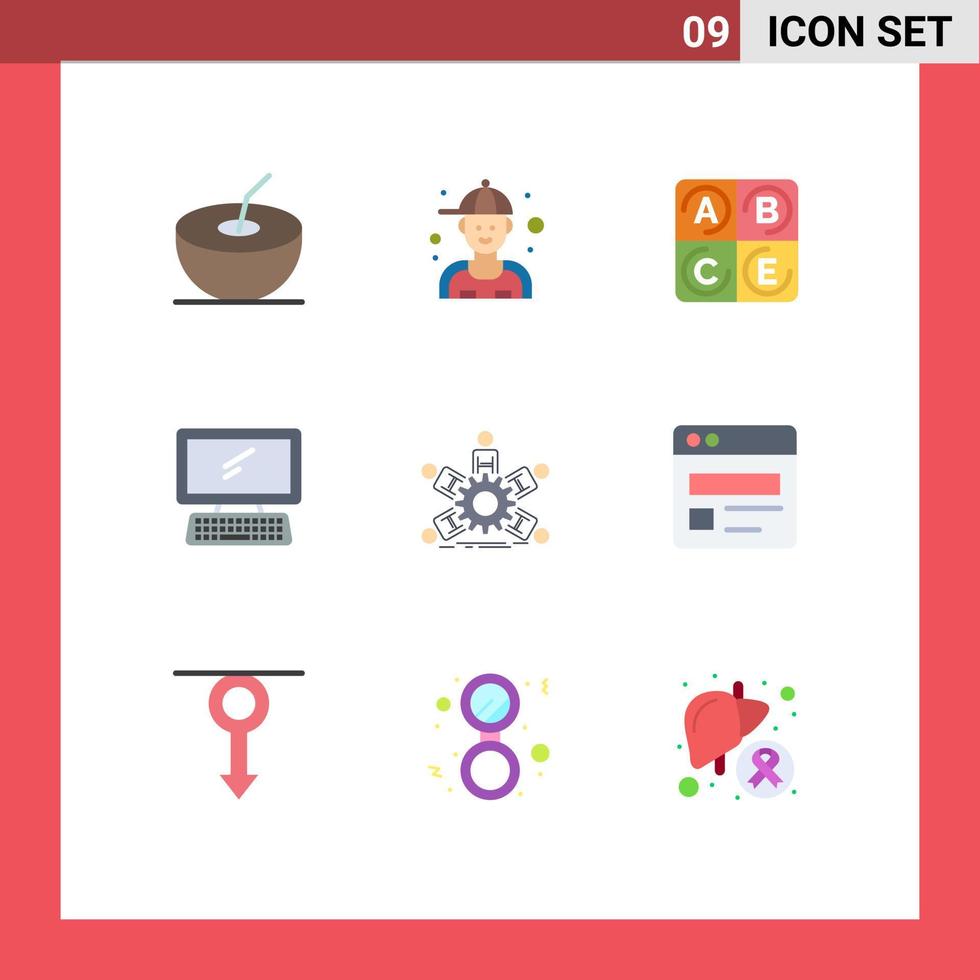 Set of 9 Modern UI Icons Symbols Signs for business group health team keyboard Editable Vector Design Elements