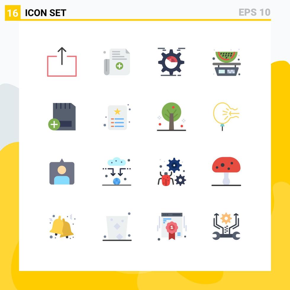 Universal Icon Symbols Group of 16 Modern Flat Colors of computers add seo watermelon fruits Editable Pack of Creative Vector Design Elements