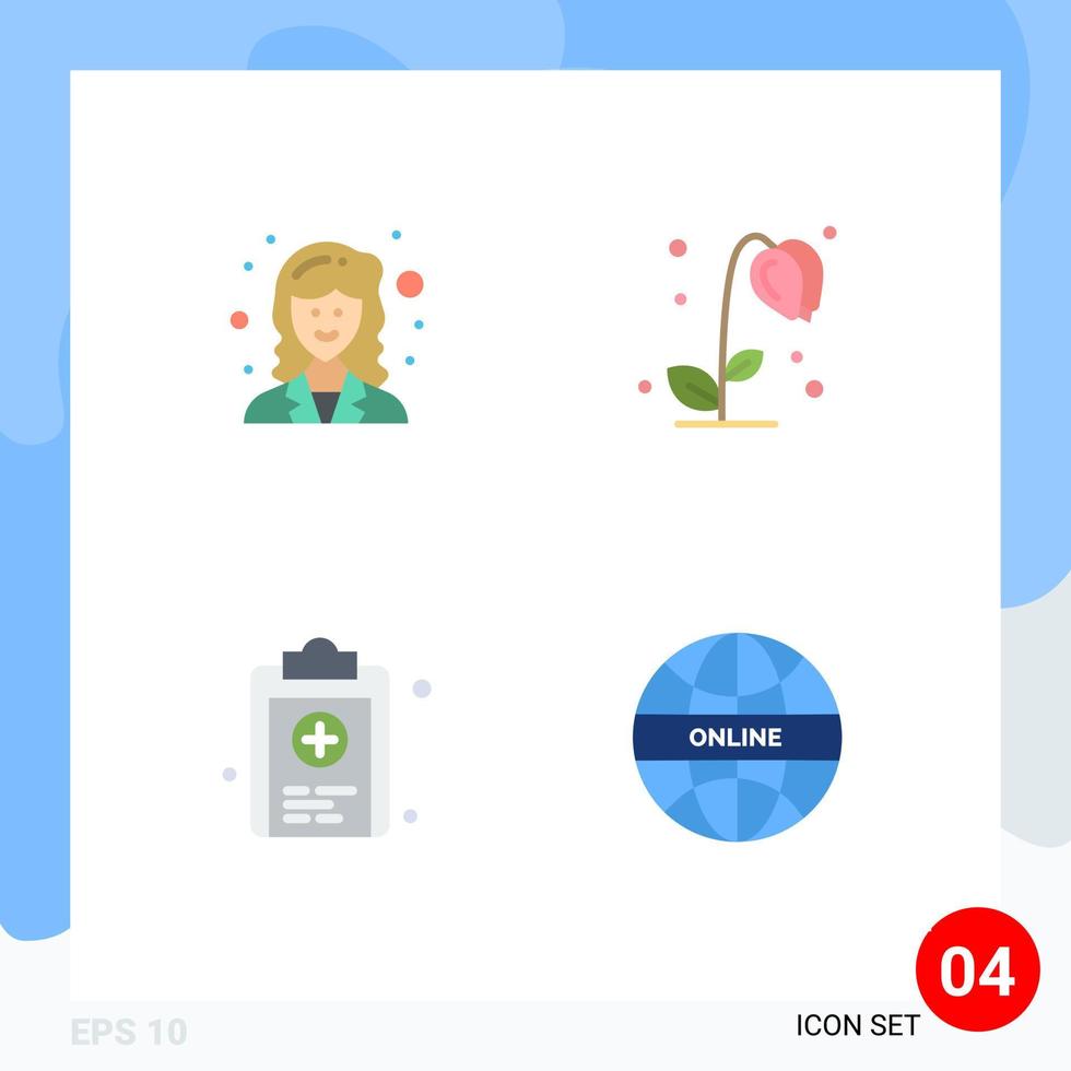 Flat Icon Pack of 4 Universal Symbols of academic medical scientist nature test Editable Vector Design Elements