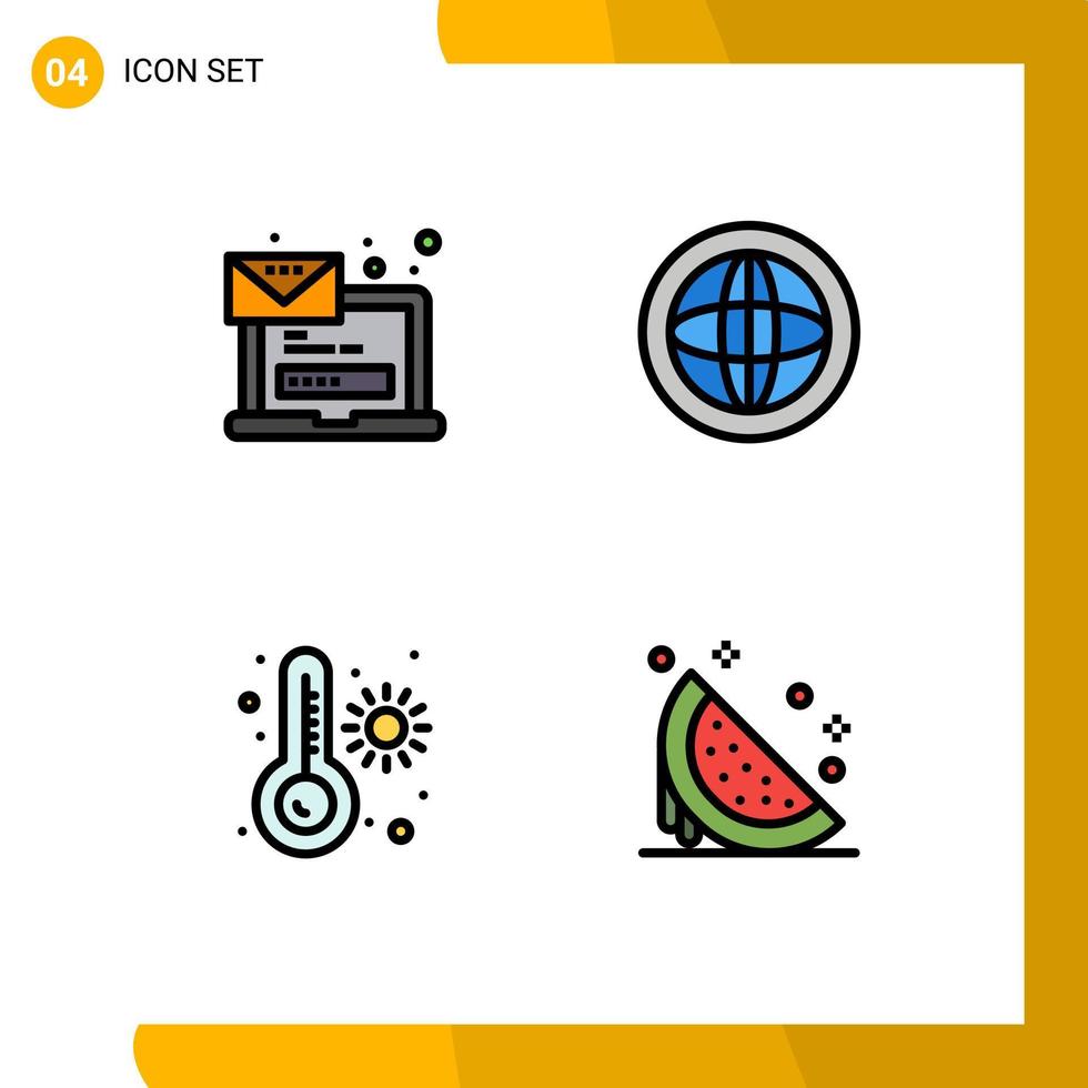 4 Universal Filledline Flat Colors Set for Web and Mobile Applications computer support message communication temperature Editable Vector Design Elements