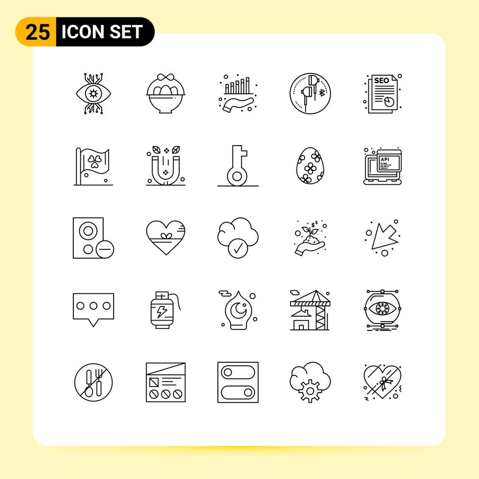 Modern Set of 25 Lines and symbols such as report bluetooth business phone headphone Editable Vector Design Elements