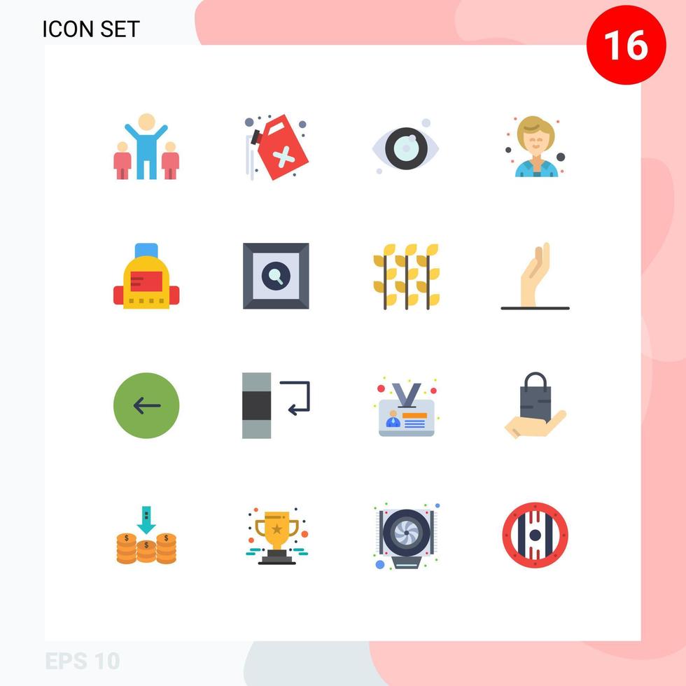 Mobile Interface Flat Color Set of 16 Pictograms of product education eye school woman Editable Pack of Creative Vector Design Elements