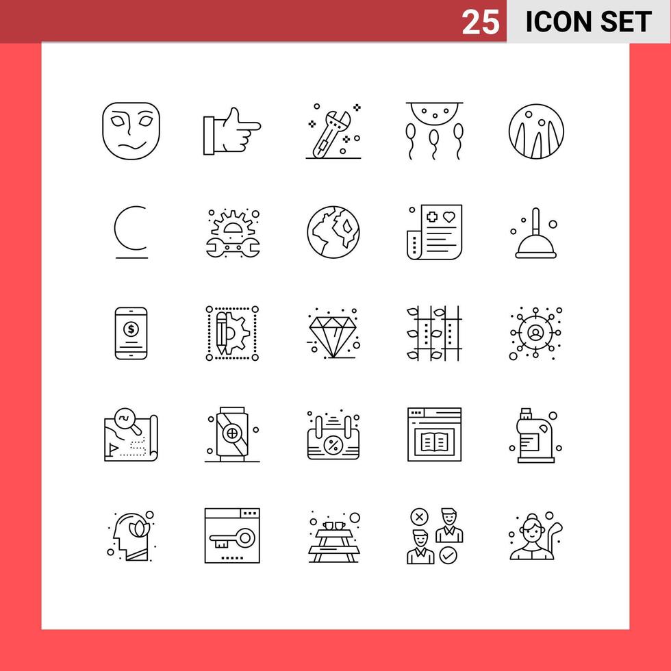 Modern Set of 25 Lines Pictograph of hair treatment hair conditioning tool process chemistry Editable Vector Design Elements
