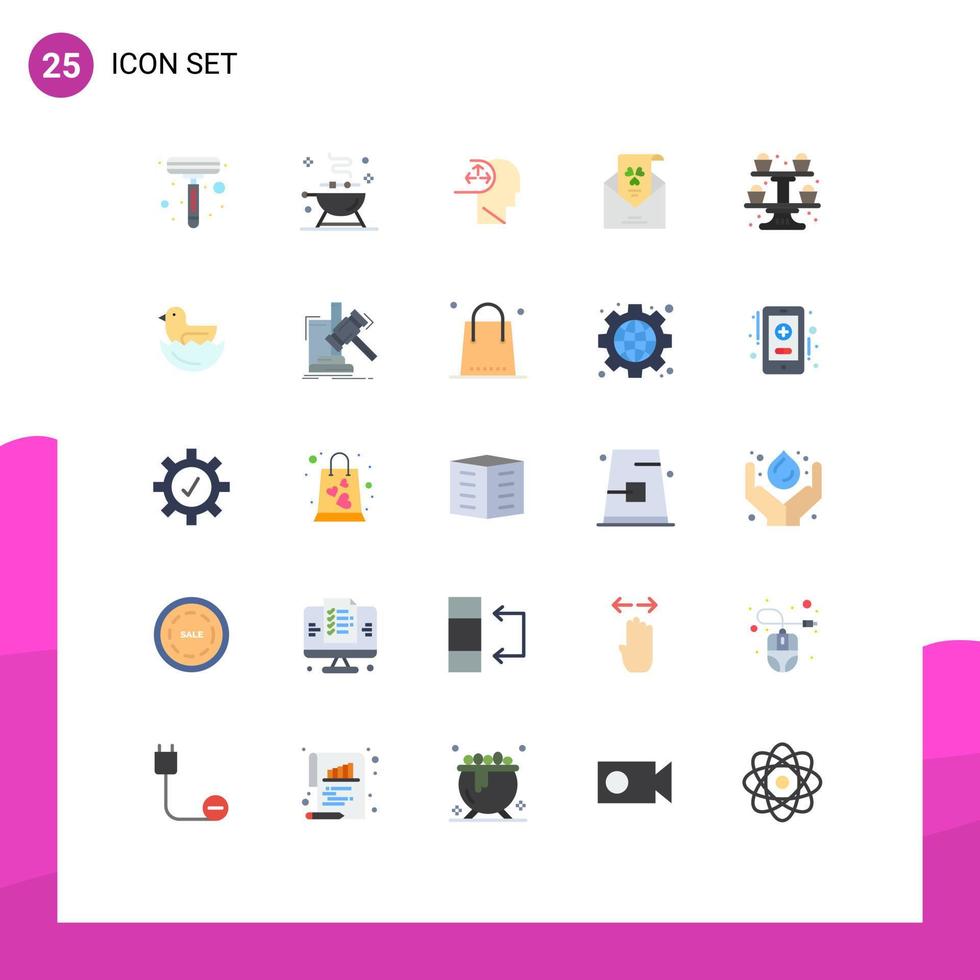 Group of 25 Flat Colors Signs and Symbols for cooking invitation disorder greeting mail Editable Vector Design Elements