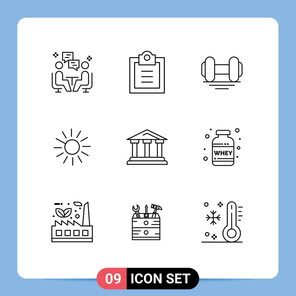 User Interface Pack of 9 Basic Outlines of city crypto currency dumbbell crypto luck chain Editable Vector Design Elements