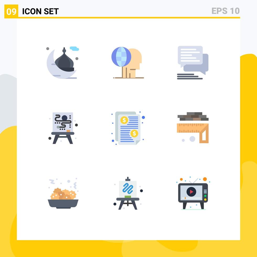 Set of 9 Modern UI Icons Symbols Signs for process canvas marketing bubble messages Editable Vector Design Elements