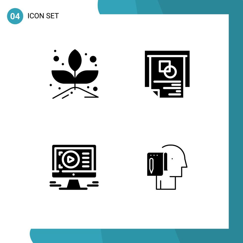 4 Creative Icons Modern Signs and Symbols of grow video graph success begin Editable Vector Design Elements