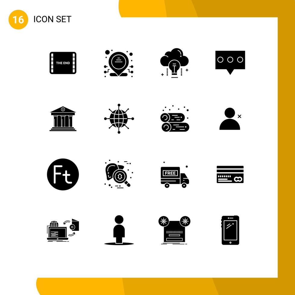 Set of 16 Modern UI Icons Symbols Signs for finance bank idea message bubble Editable Vector Design Elements