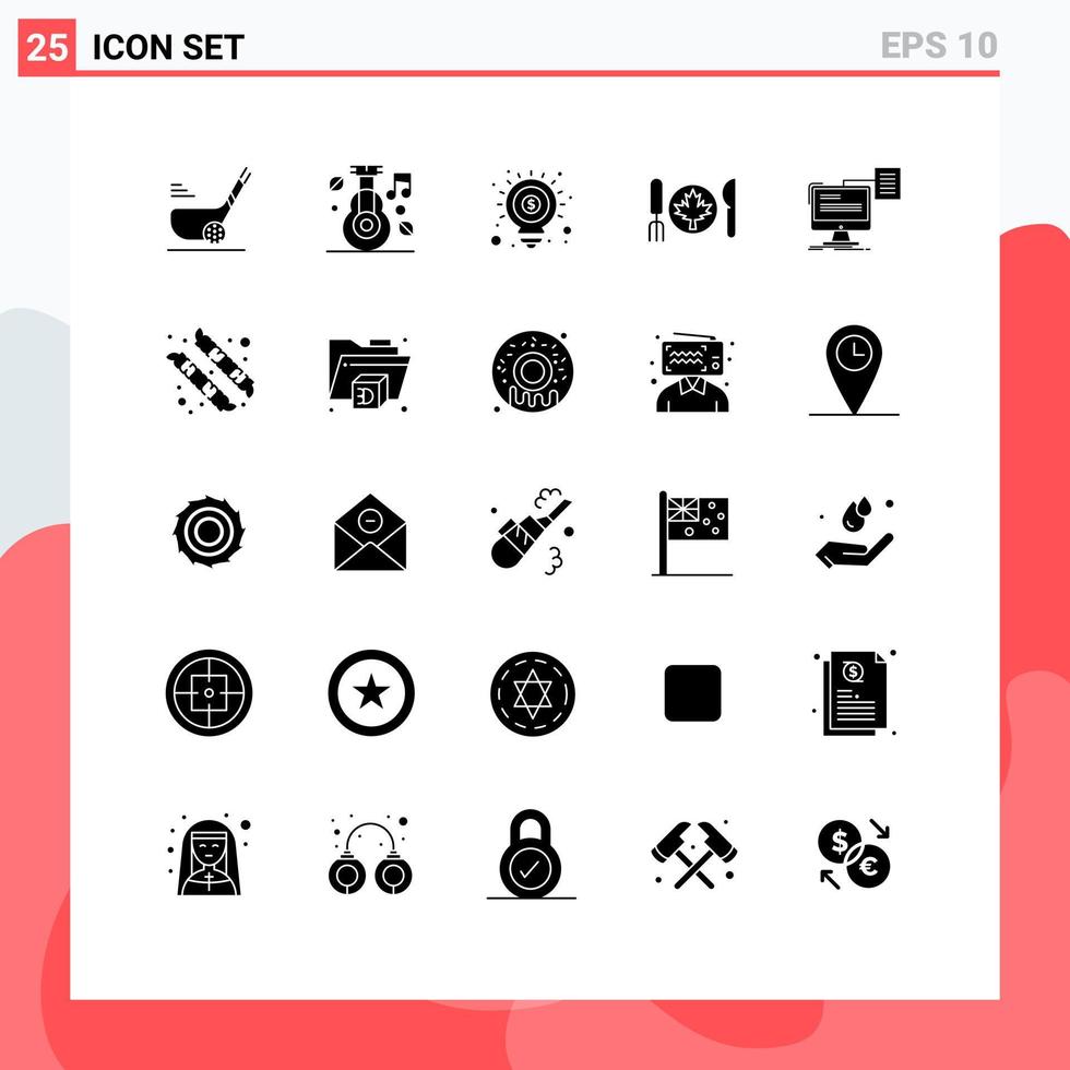 Set of 25 Modern UI Icons Symbols Signs for leaf autumn medicine dinner seo Editable Vector Design Elements