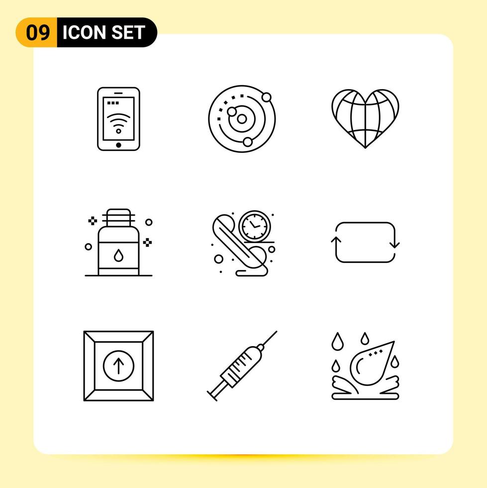 Modern Set of 9 Outlines Pictograph of salon jar sphere hair favorite Editable Vector Design Elements