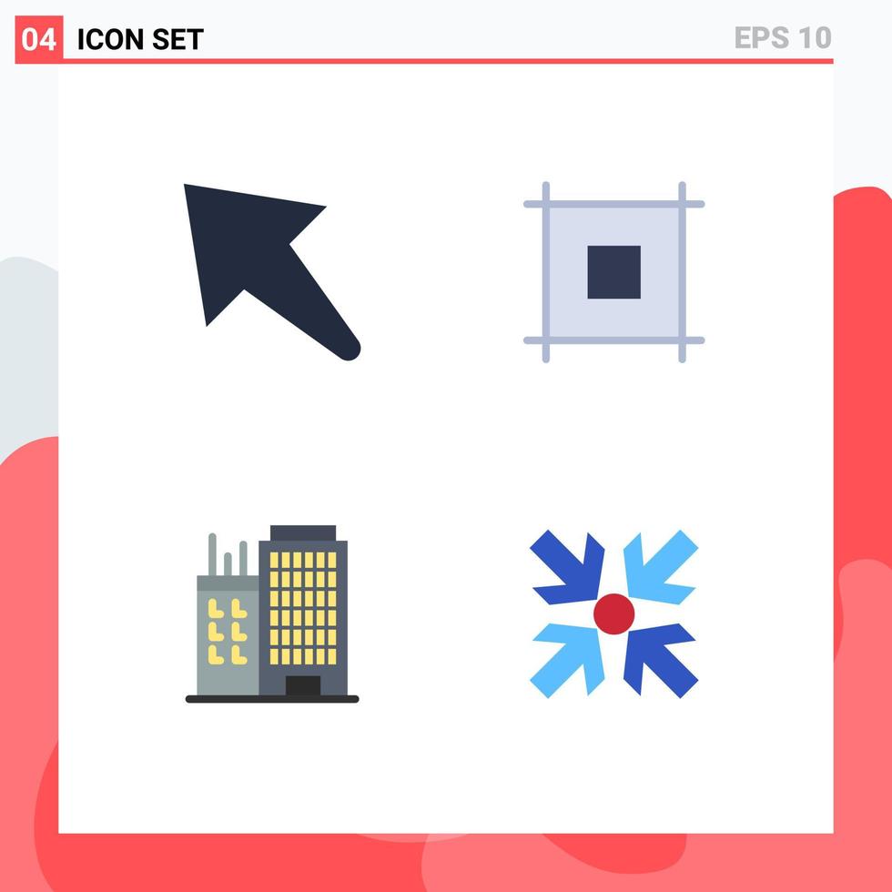4 Universal Flat Icons Set for Web and Mobile Applications arrow real layout building enlarge Editable Vector Design Elements